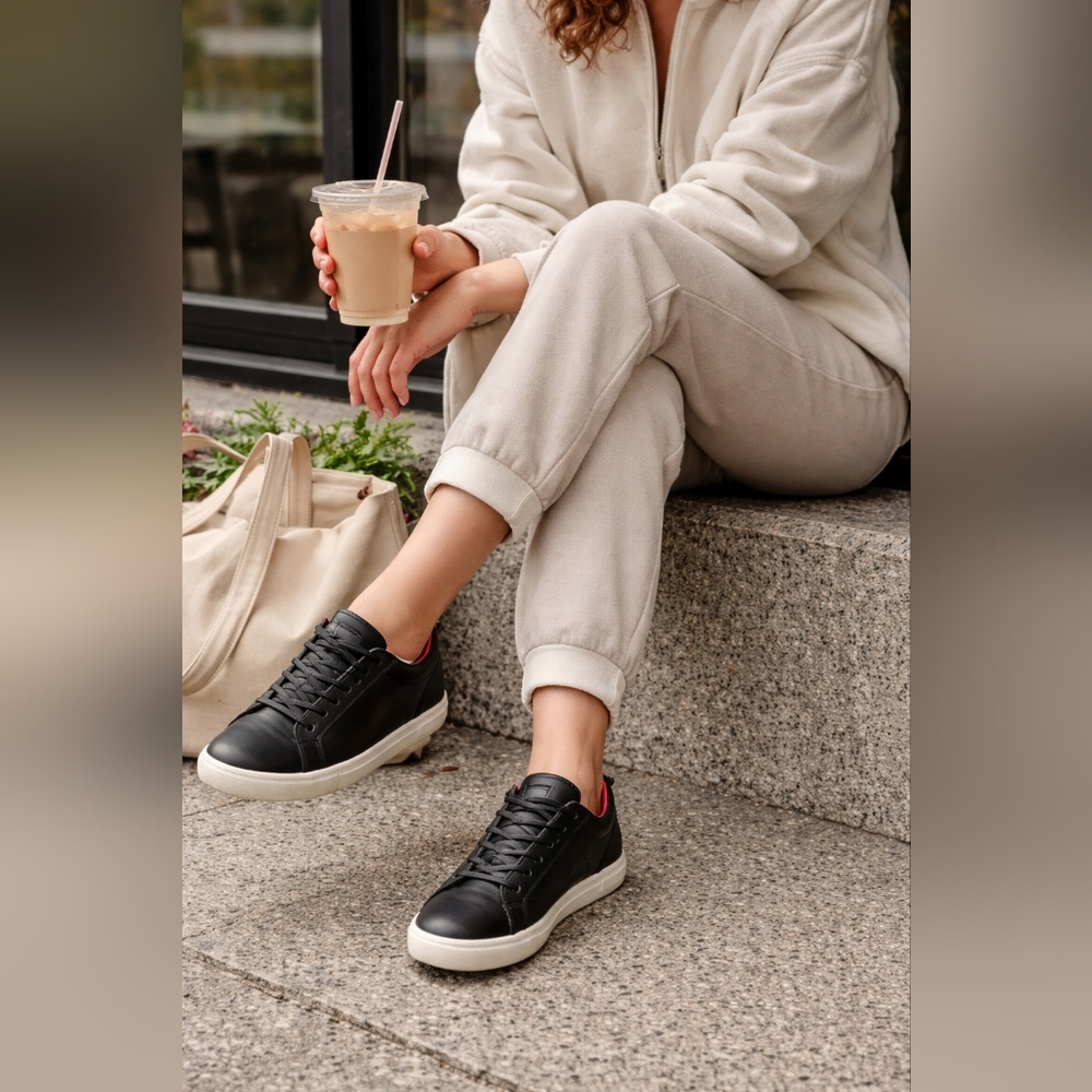 PLAE Mulberry Leather Sneakers Womens 9.5 Slip-On No-Tie Minimalist Comfort